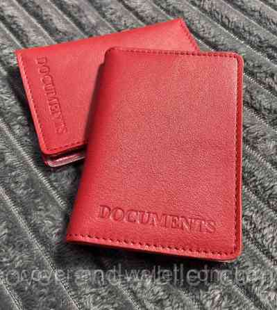 Червона шкіряна жіноча обкладинка для авто документів та id карти ST Leather Київ
