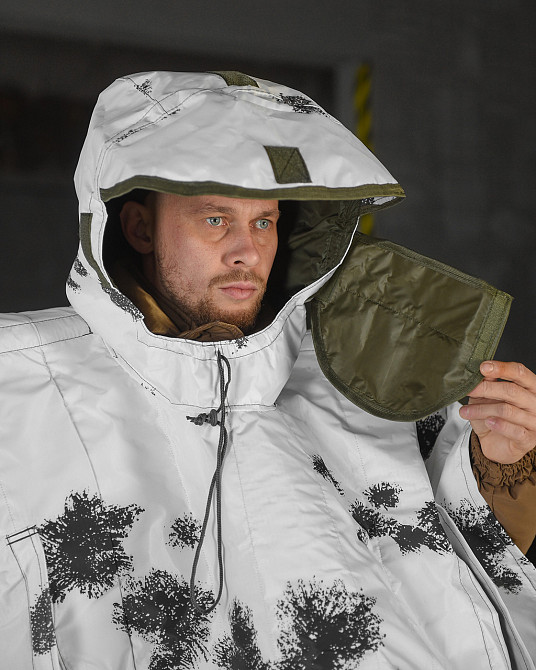 Білий пончо антитепловізор зима захист від тепловізора Одеса - фото 6