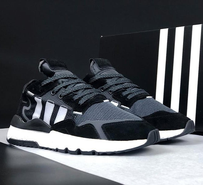 Кроссовки Мужские Adidas Jogger Чёрные Адидас Беговые (размеры: 41,42,43,44,45) Видео Обзор Днепр - изображение 9