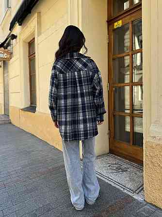 Женская теплая рубашка свободного кроя в клетку турецкая байка Серый, 42/44 Одесса