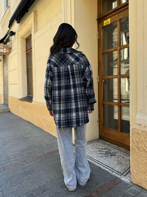 Жіноча тепла сорочка вільного крою в карту турецька байка Сірий, 42/44 Одеса - фото 5