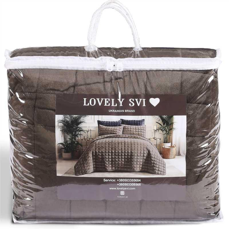 Набор Lovely Svi 3 шт: покрывало 160 х 220 см и 2 наволочки 50х70 Вельвет Люкс все сезоны Squared Blue (700326) Киев - изображение 5