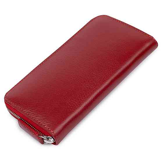 Стильный кожаный женский кошелек на молнии GRANDE PELLE 11563 Красный Киев