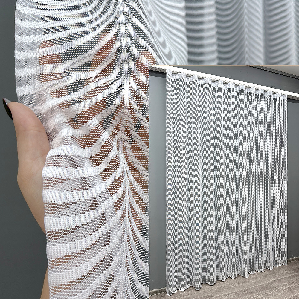 Тюль жакардова колір білий 1229т Київ - фото 1