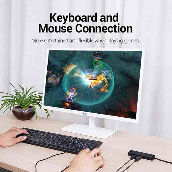 Хаб USB 2.0 -> 4xUSB 2.0, 0.15м, Black Vention Вінниця