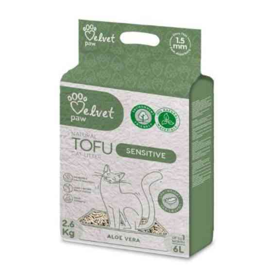 VELVET PAW TOFU Наповнювач для котів з підвищеною чутливістю, з екстрактом алое вера, гранули 1.5 мм, 6 л/2,6 кг Київ