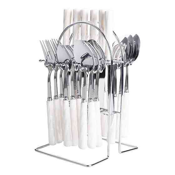 Набор столовых приборов на подставке 24 предмета столовый набор на 6 персон Белый с серебром HP-20-50 Киев