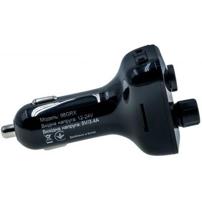 FM модулятор Grand-X 98GRX MegaBass, Bluetooth V5.0 MicroSD, 2USB , MegaBass, han (98GRX) Вінниця - фото 7