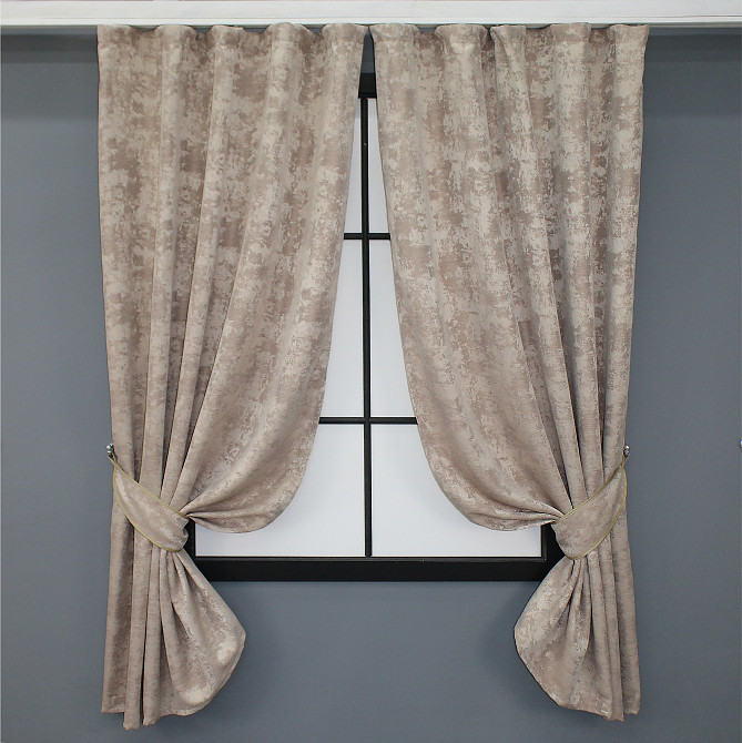 Комплект коротких штор VR-Textil Жакард Sultan YL № 1290ш Бежево-пудровий 130х170 см 2 шт (35-0085) Київ - фото 1
