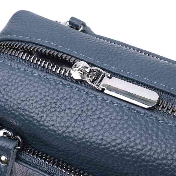 Жіноча шкіряна сумка зі стильним бігунком Синя (Vintage) Київ