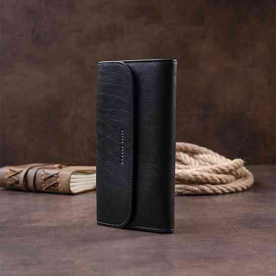 Горизонтальная барсетка-клатч мужская в гладкой коже GRANDE PELLE 11298 Черная Киев