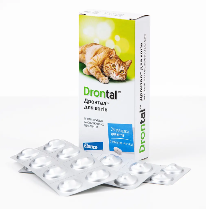 Таблетки від глистів для котів 1-4 кг. Bayer Elanco Drontal (Байєр Дронтал) 24 шт. Запоріжжя - фото 2