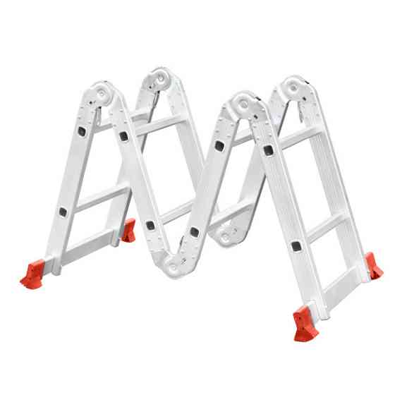 Драбина алюмінієва багатофункціональна трансформер, 4×2 сходинки, 2,38 м, 150 кг INTERTOOL LT-0028 Київ