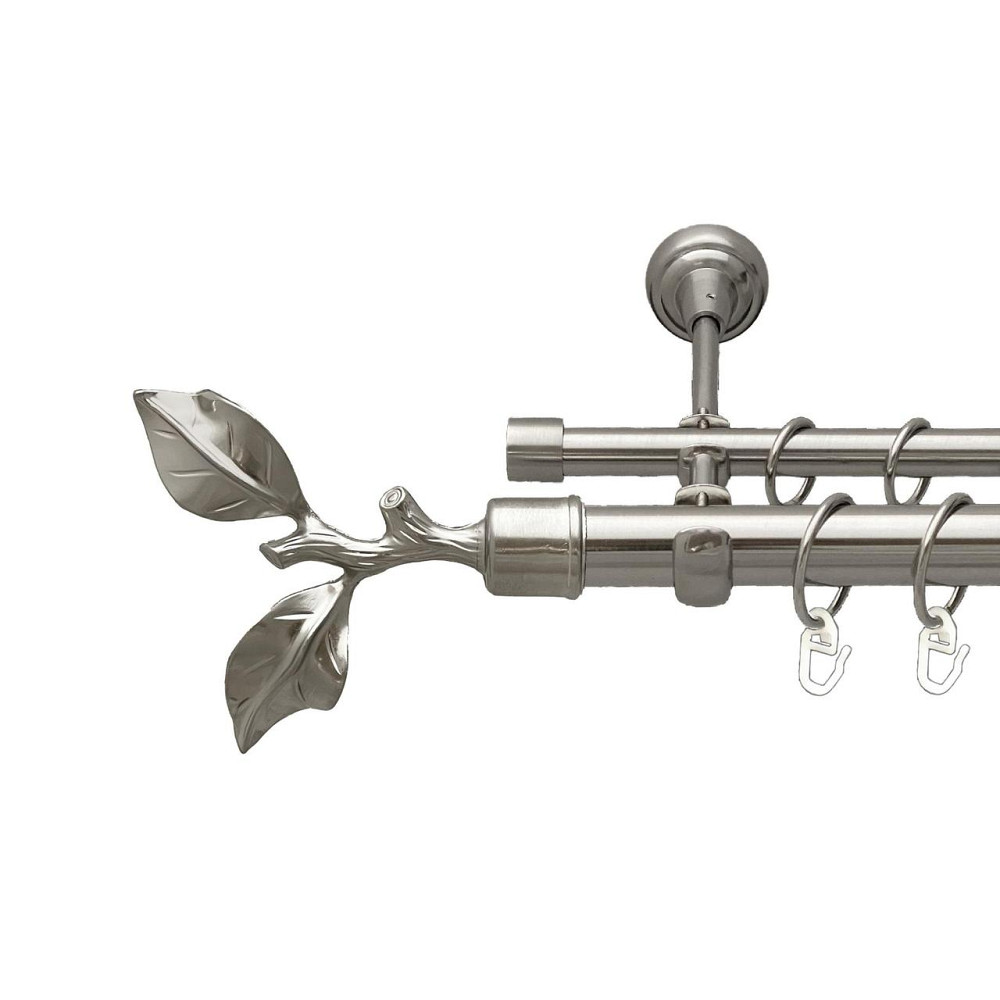 Карниз Orvit Листок Троянди металевий дворядний відкритий гладка труба кільце металеве Нержавіюча Сталь 25\16 мм 240 см Львів - фото 1