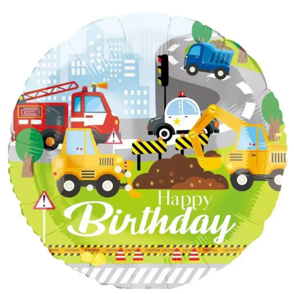 Фольгированный шар happy birthday машини 18" 45см Київ - фото 2
