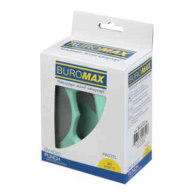 Дырокол Buromax пластиковый PASTEL, до 20 листов, 125 х 95 х 65 мм, мятный (BM.4020-38) Винница