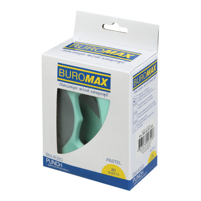 Дырокол Buromax пластиковый PASTEL, до 20 листов, 125 х 95 х 65 мм, мятный (BM.4020-38) Винница - изображение 3