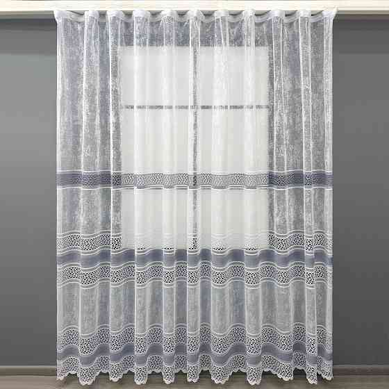 Короткий тюль VR-Textil 1938т Жаккард Белый с серым 300х200 см (42-0914) Киев