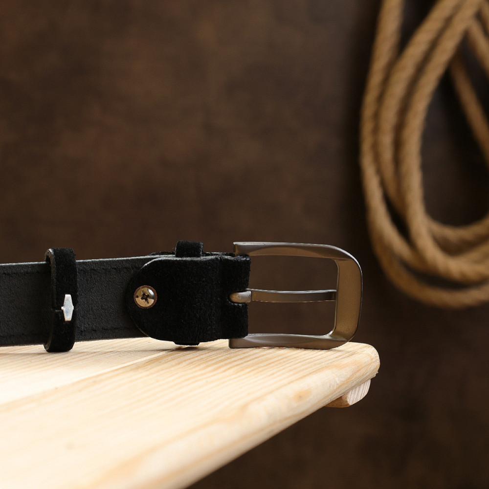 Замшевий ремінь унісекс Vintage 20781 Чорний Київ - фото 9