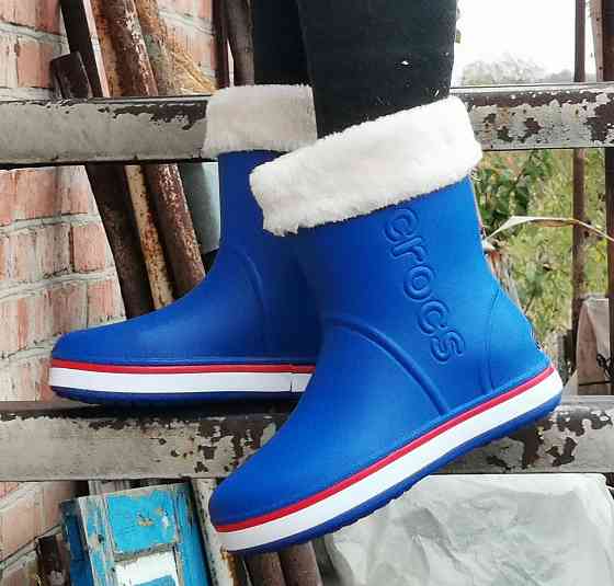 Жіночі Гумові Напівчоботи CROCS Сині Чоботи Крокси Теплі Зимові (розміри: 36,37,38,39,40,41) - 16 Дніпро