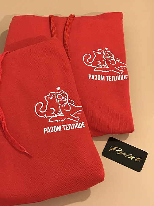 Парные теплые толстовки для влюбленных с котиками и датами годовщины Черновцы - изображение 2