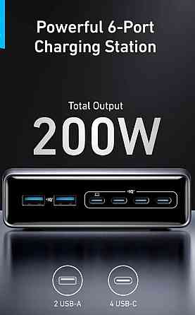 Швидкий настільний зарядний пристрій ANKER GaNPrime™ 200W. Киев