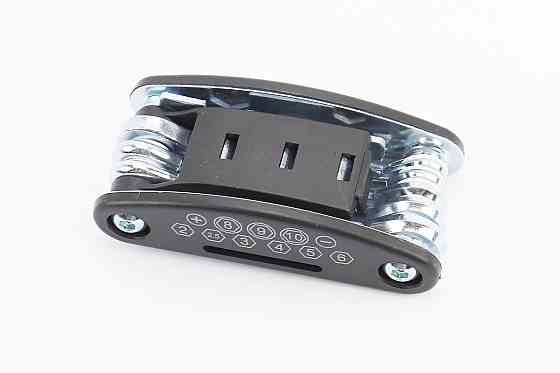 Ключ-набір 15 предметів (шестигранники 2,2.5,3,4,5,6 мм, спицевий ключ, викрутки пряма та фігурна, головки 8,9,10 мм, гайкові ключі 8,10,15 мм), KL-98 Київ