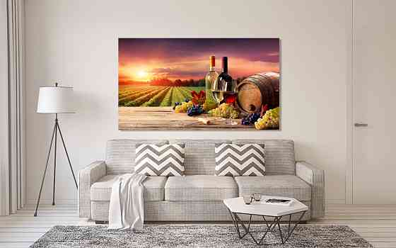 Картина холст в гостиную / спальню  Захід сонця на виноградних полях   MLP_305 80x120 см Киев