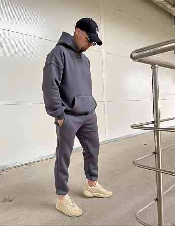 Стильний чоловічий теплий костюм-двійка тринитка на флісі Графіт, 50/52 Одеса