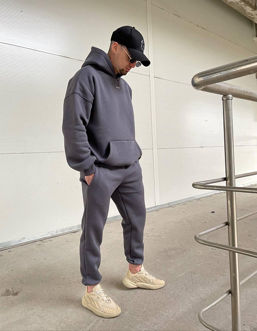 Стильний чоловічий теплий костюм-двійка тринитка на флісі Графіт, 50/52 Одеса - фото 2