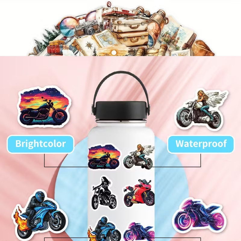 Набор стикеров 50 шт. с мотоциклами – байкерские наклейки для декора Киев - изображение 3