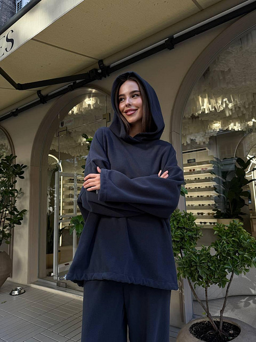 Стильний жіночий теплий костюм двосторонній фліс-полір Графіт Одеса - фото 6