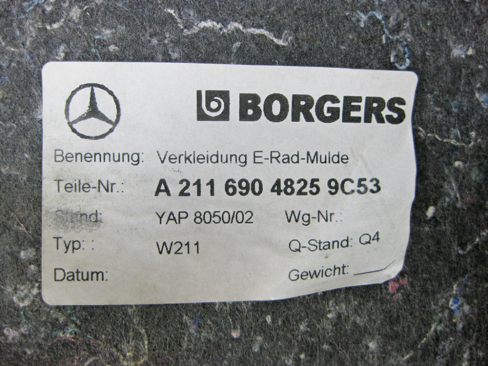 Mercedes-Benz  A2116904825 9C53 Обшивка піддону багажника антрацит E-Class W211 Одеса - фото 8