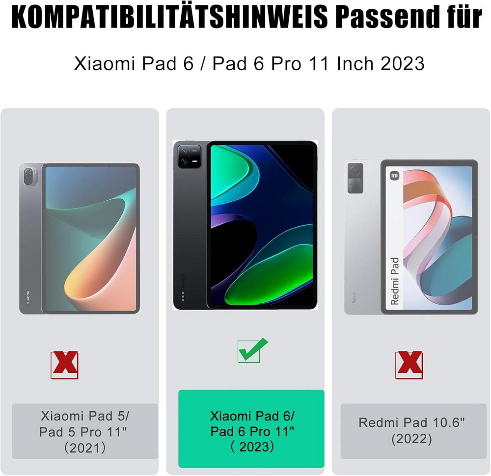 Чохол з клавіатурою Xiaomi Pad 6 / Pad 6 Pro 11" Чорний QWERTZ Bluetooth з підсвіткою магнітний знімний Київ - фото 3