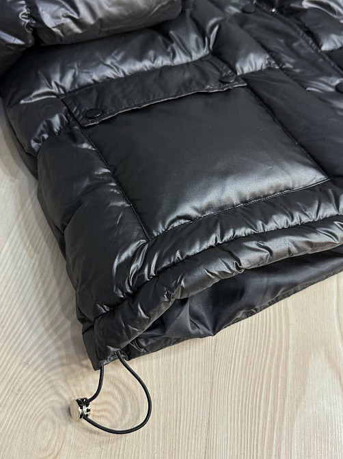 Куртка женская A-N 30046 глянцевая пуффер удлиненная с капюшоном S-M, черный, SM Киев - изображение 16
