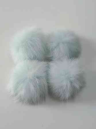 Меховой бубон на шапку из кролика Мятный 7-8 см Харьков
