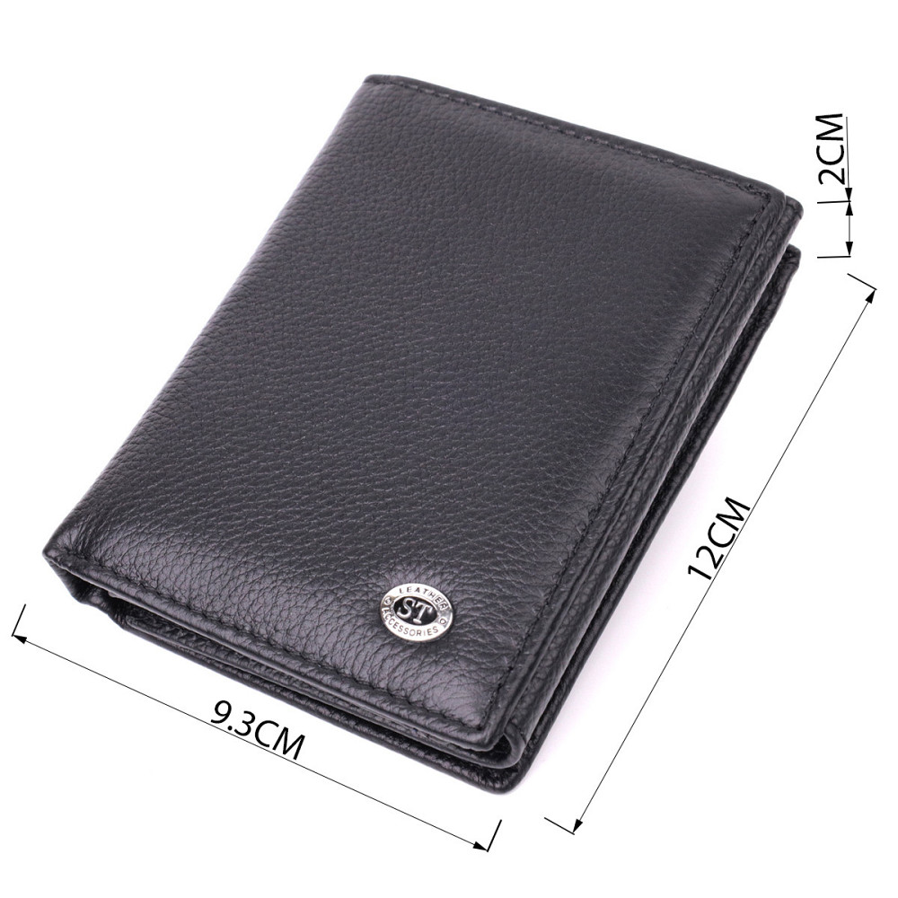 Гаманець вертикального формату з натуральної шкіри ST Leather 22474 Чорний Київ - фото 9
