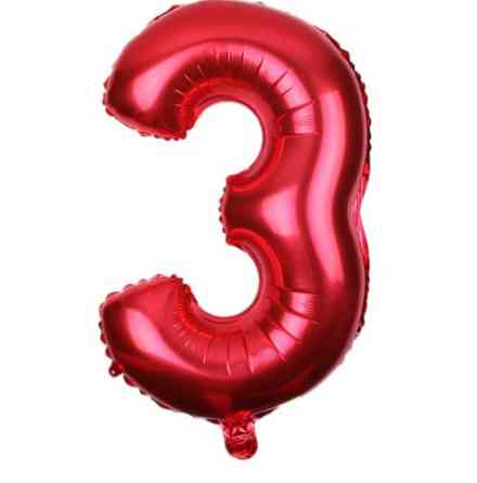 Шарик цифра 3 фольгированная 32 дюйма красный Киев