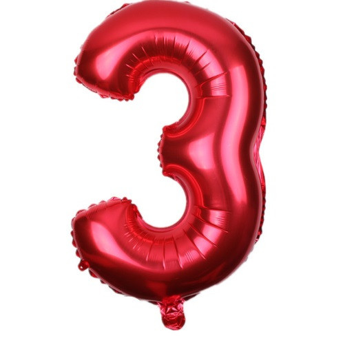 Шарик цифра 3 фольгированная 32 дюйма красный Киев - изображение 1