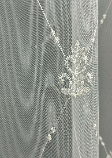 Тюль фатин с вышивкой и люрексом Цвет молочный с золотистым 1847т Киев - изображение 4