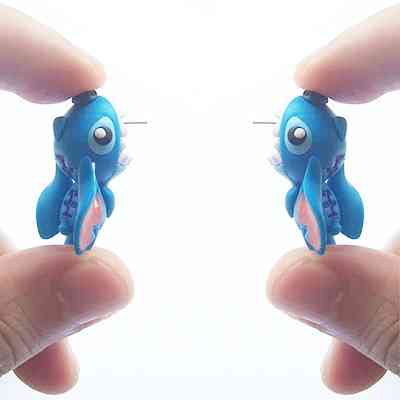 Сережки дитячі Стіч із полімерної глини 3 см блакитний Київ