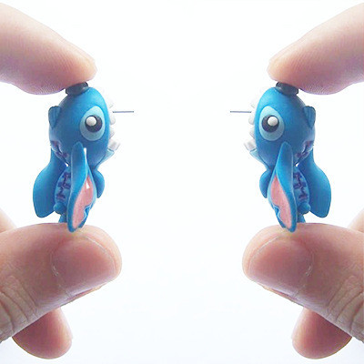 Сережки дитячі Стіч із полімерної глини 3 см блакитний Київ - фото 3