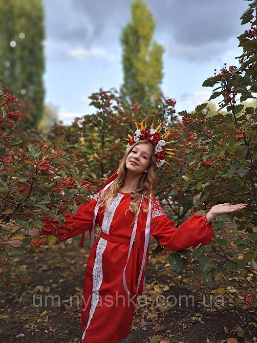 Віночок український червоний сценічний зі стрічками Кривий Ріг - фото 8