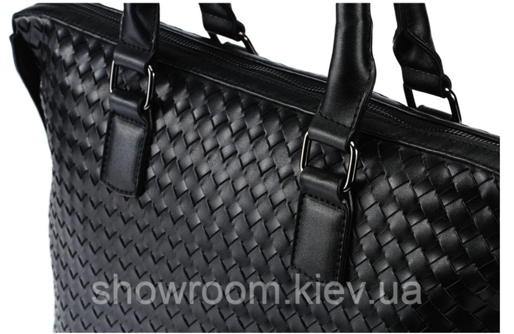 Чоловіча сумка із плетіння Prestige (4030) чорна Київ - фото 4