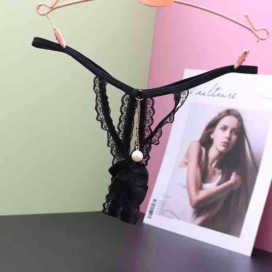 Жіночі трусики з розрізом чорні - розмір універсальний, резинка до 106см Київ