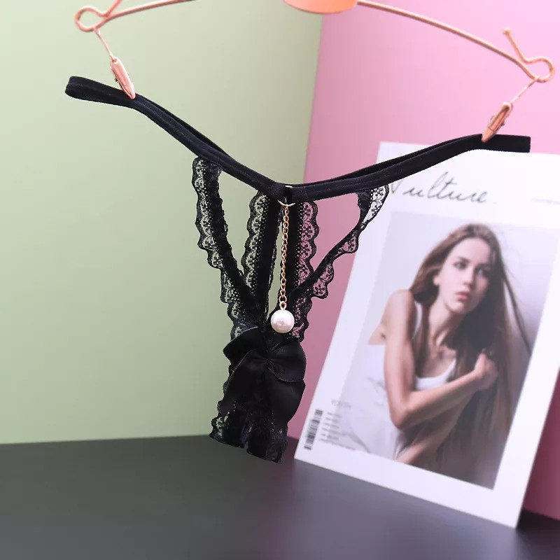 Жіночі трусики з розрізом чорні - розмір універсальний, резинка до 106см Київ - фото 1