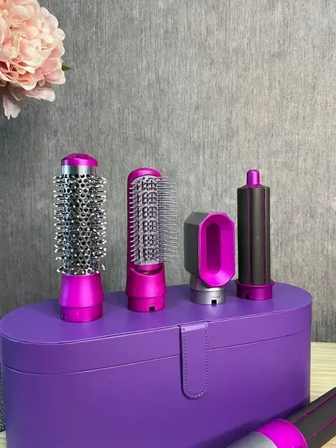 Стайлер + Коробка 5в1 HAIR BRUSH Styler для различных типов волос с функциями придания объема, выпрямления, укладки Фиолетовый Коломия - фото 3