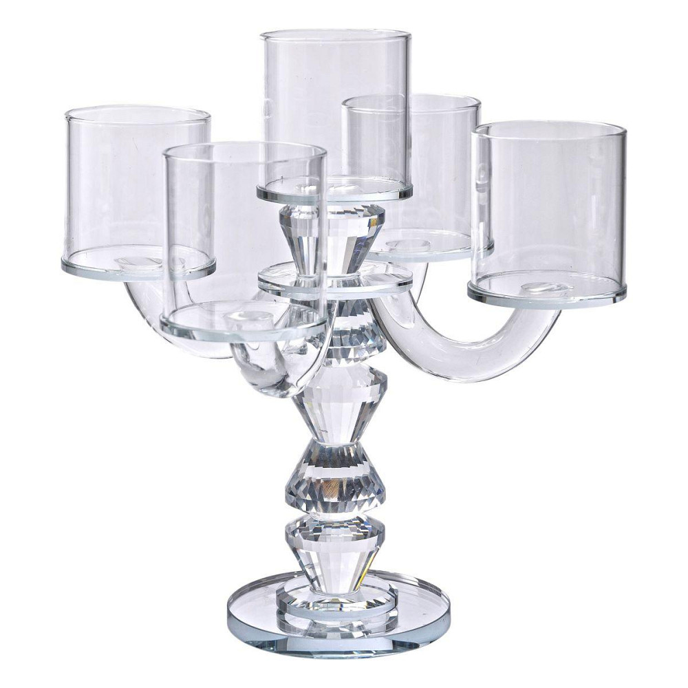 Канделябр на 5 свічок 19×19×24 см підсвічник декоративний скляний на ніжці прозорий HP-4-31 Київ - фото 3