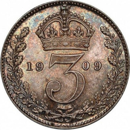 Великобританія 3 пенси 1909гід (срібло) Полтава - фото 1