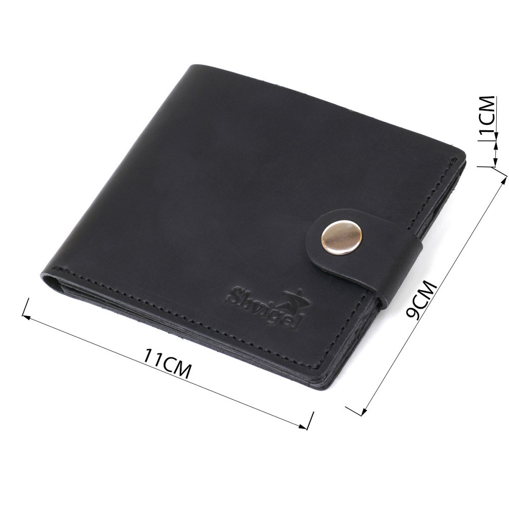 Матове чоловіче вінтажне портмоне Shvigel 16453 Чорний Київ - фото 3